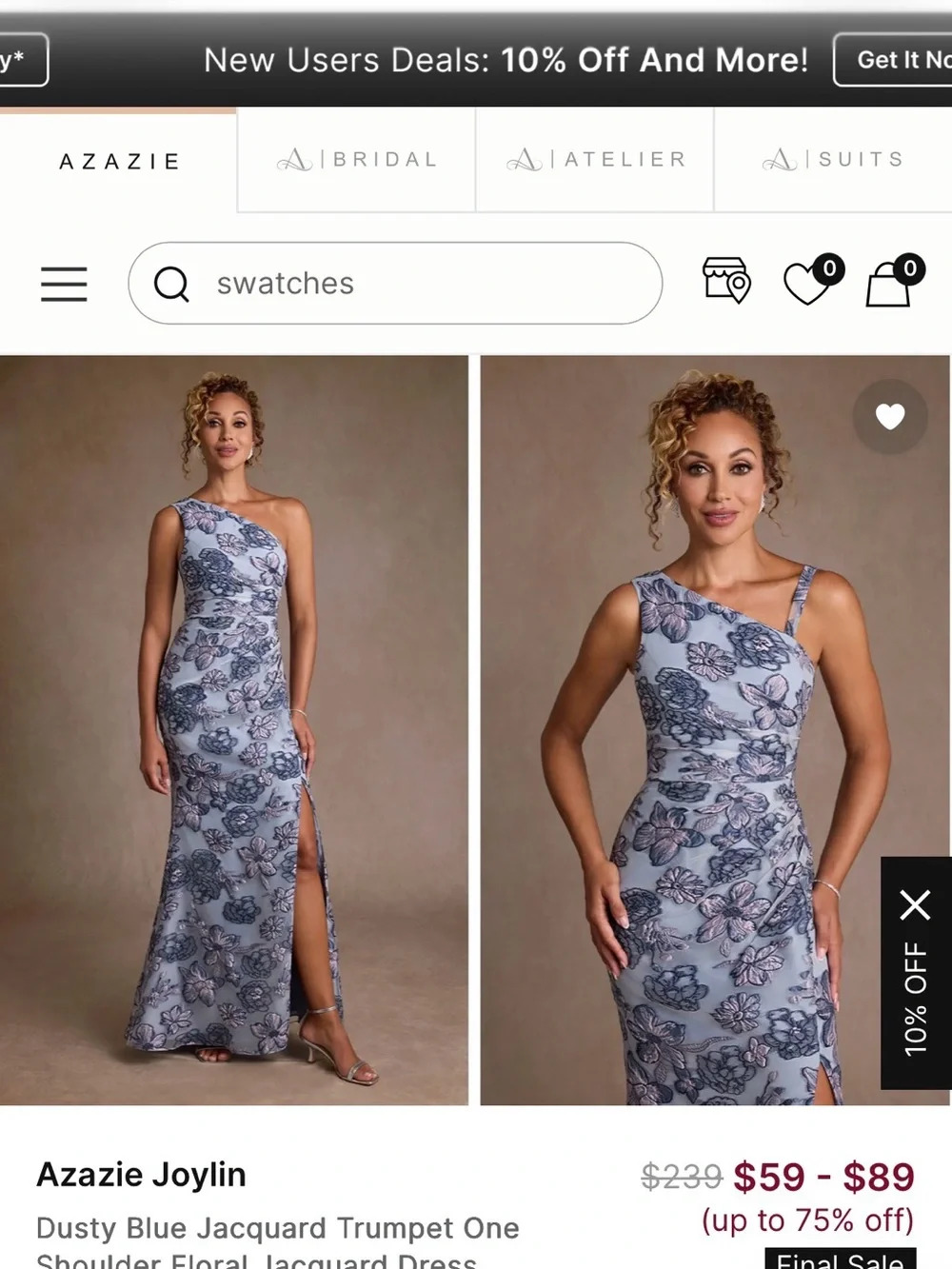 Azazie one shoulder
